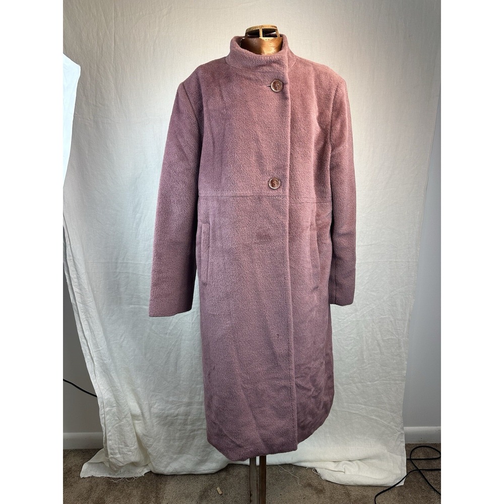 Bern & Mort Mauve Alpaca Wool Empire Seam Coat Pink Mid-Length Size 14